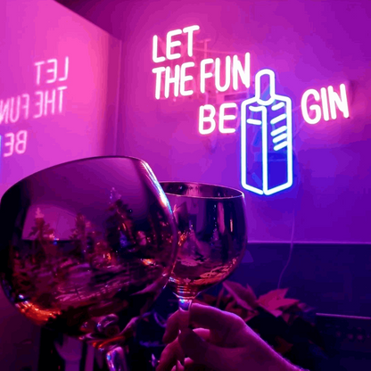 ''Let Fun Be Gin'' Bottle Bar Neon Sign