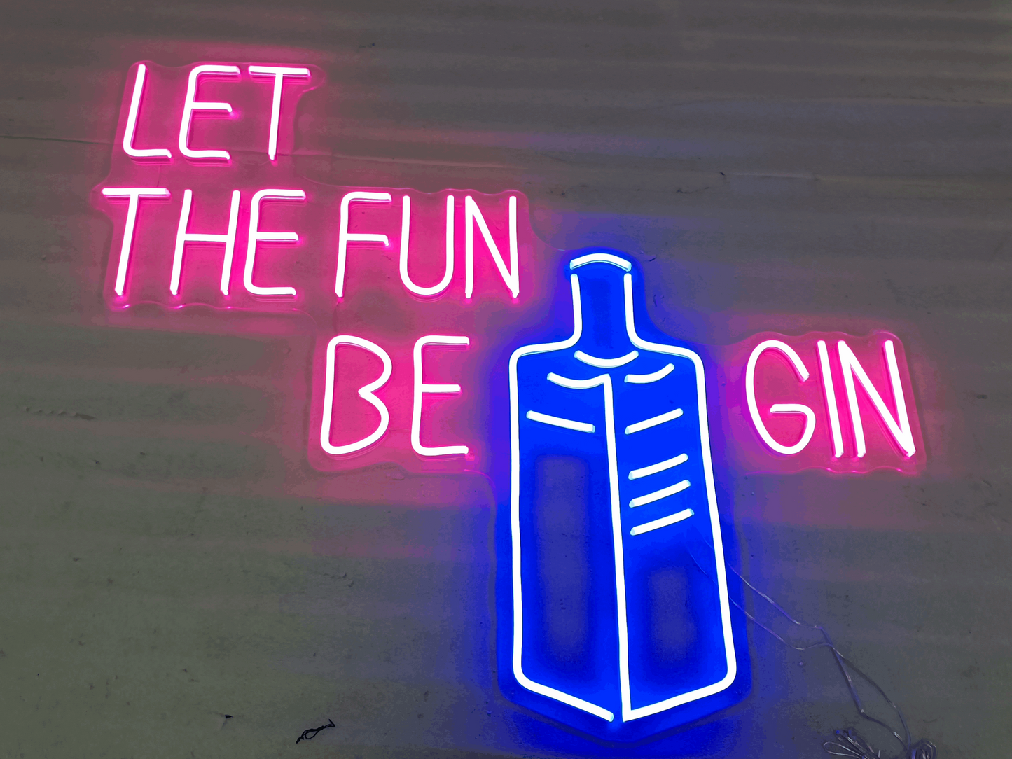 ''Let Fun Be Gin'' Bottle Bar Neon Sign